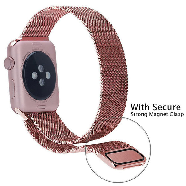 Touch Rage Milanese Loop, Magnetic Closure Clasp, for Series 1 and Series 2 Apple Watch,  Rose Red