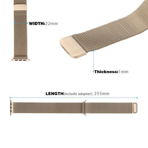 Touch Rage Milanese Loop, Magnetic Closure, for Series 1 and Series 2 Apple Watch,  Vintage Gold