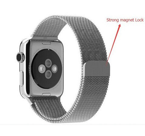 Touch Rage Milanese Loop, Magnetic Closure Clasp, for Series 1 and Series 2 Apple Watch,  Silver