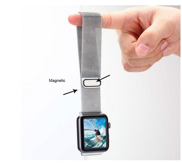 Touch Rage Milanese Loop, Magnetic Closure Clasp, for Series 1 and Series 2 Apple Watch,  Silver