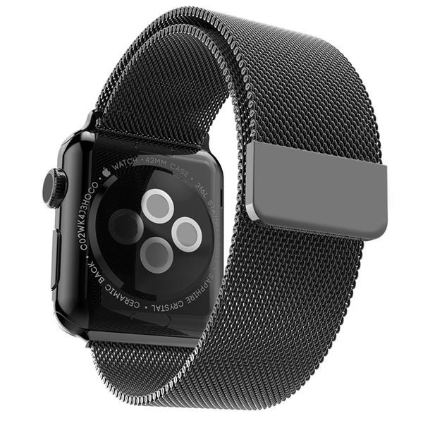 Touch Rage Milanese Loop, Magnetic Closure Clasp, for Series 1 and Series 2 Apple Watch, Black